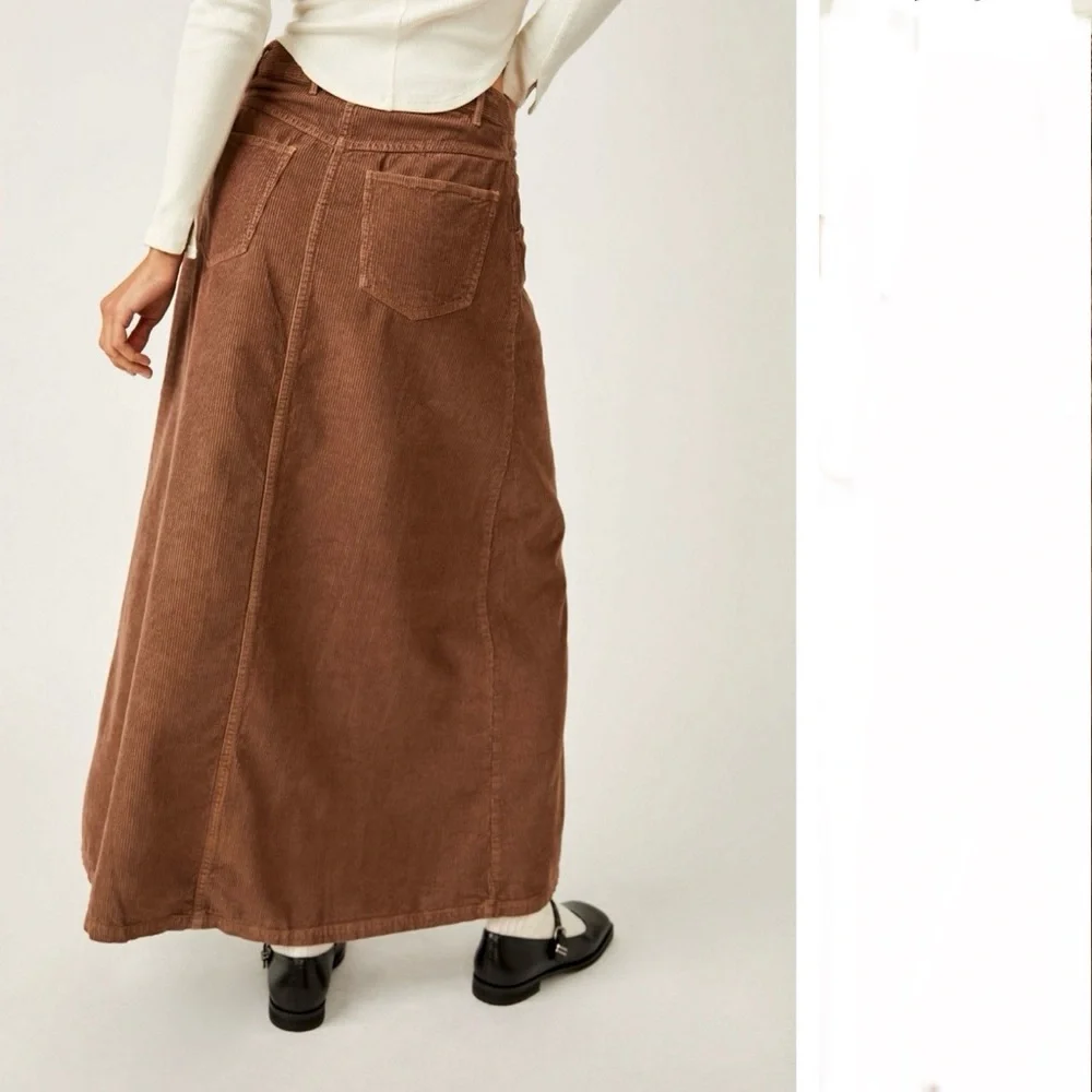 Free People Brown Corduroy Maxi Skirt